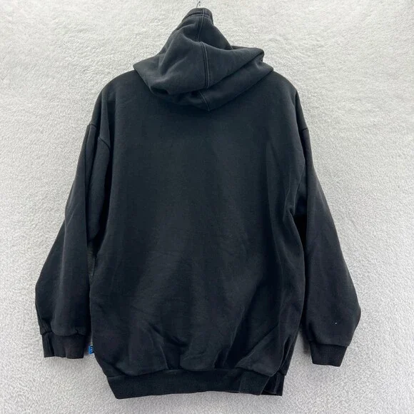 Adidas Hoodie Womens Medium Black Sweatshirt Long Sleeve Tight Knit Gym Trefoil - Picture 10 of 11